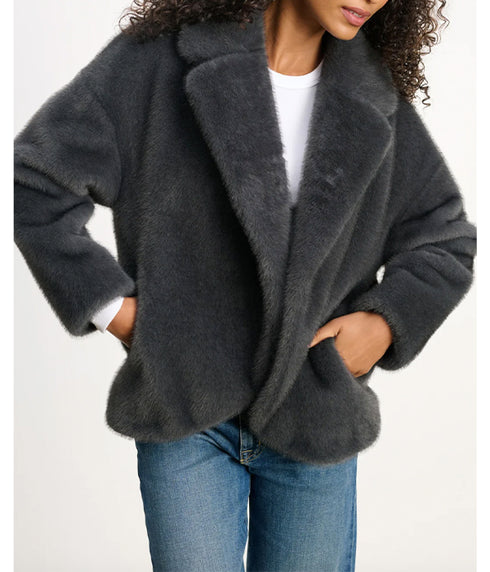 Carolyn Faux Fur Jacket - Slate